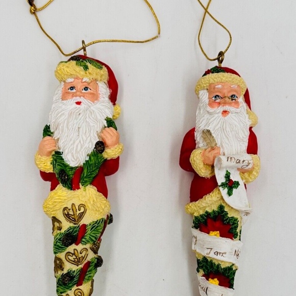 Santa Claus Christmas Ornament Light Covers 6" Resin Set of 2 Vintage - Picture 2 of 7